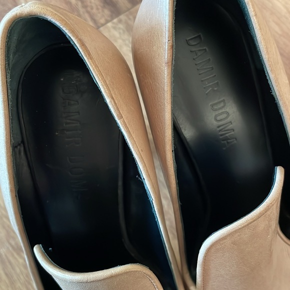 Damir Doma Womens Nude Leather heeled loafer Pumps Shoes Size 37.5 - Picture 7 of 10